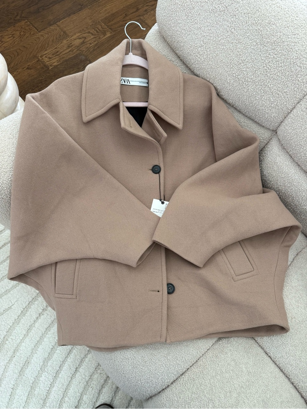 Zara Women's Camel bat wing Wool Blend Coat
